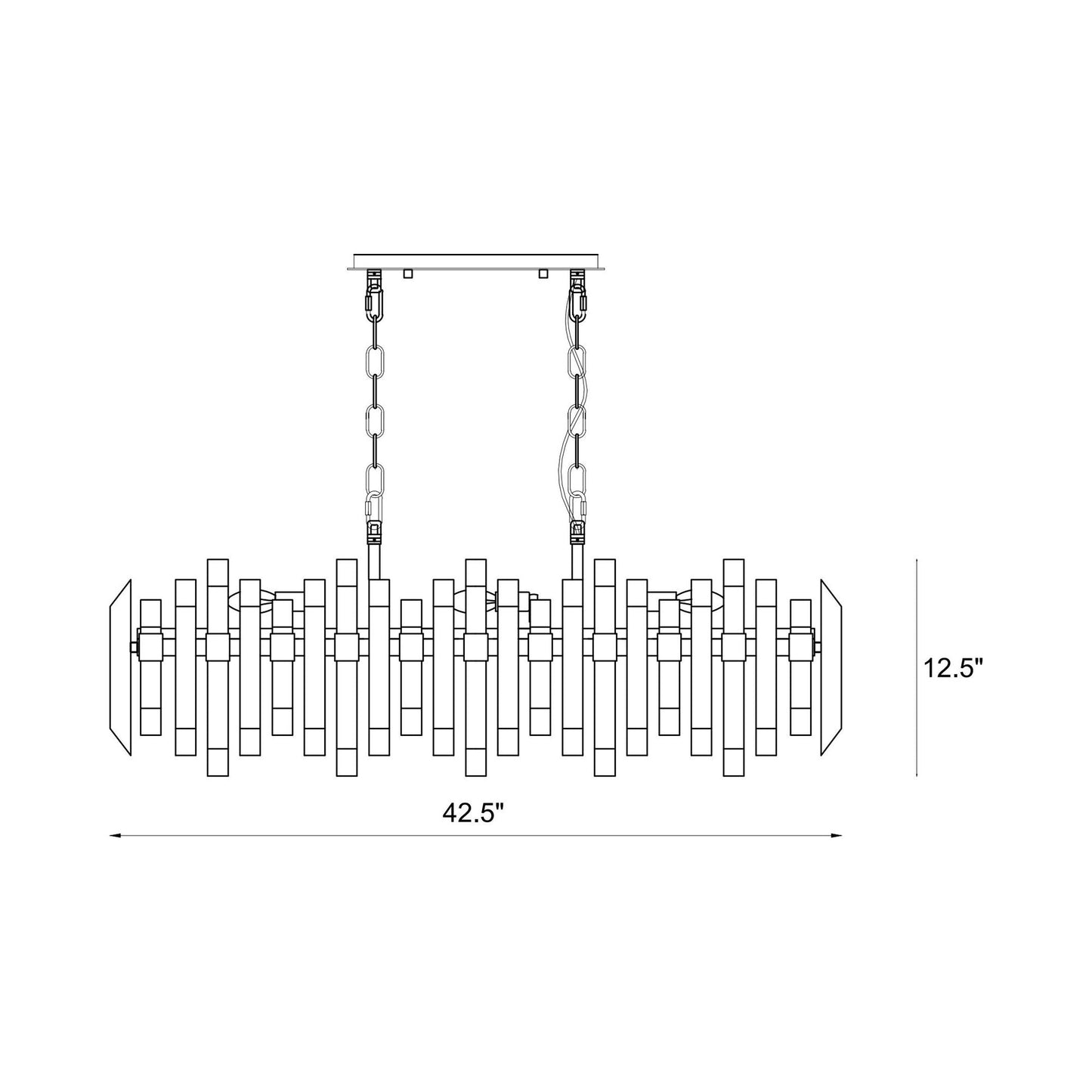 Bova Linear Chandelier - line drawing.