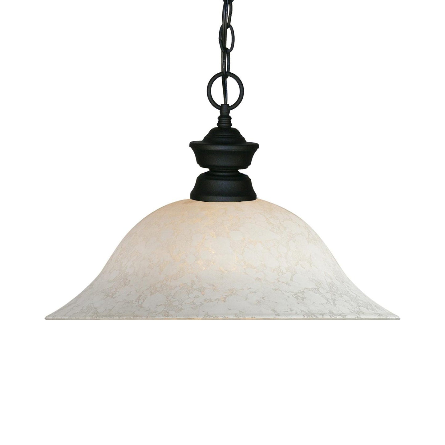 Z-Lite Bowl Pendant Light in Matte Black (White Mottle ).