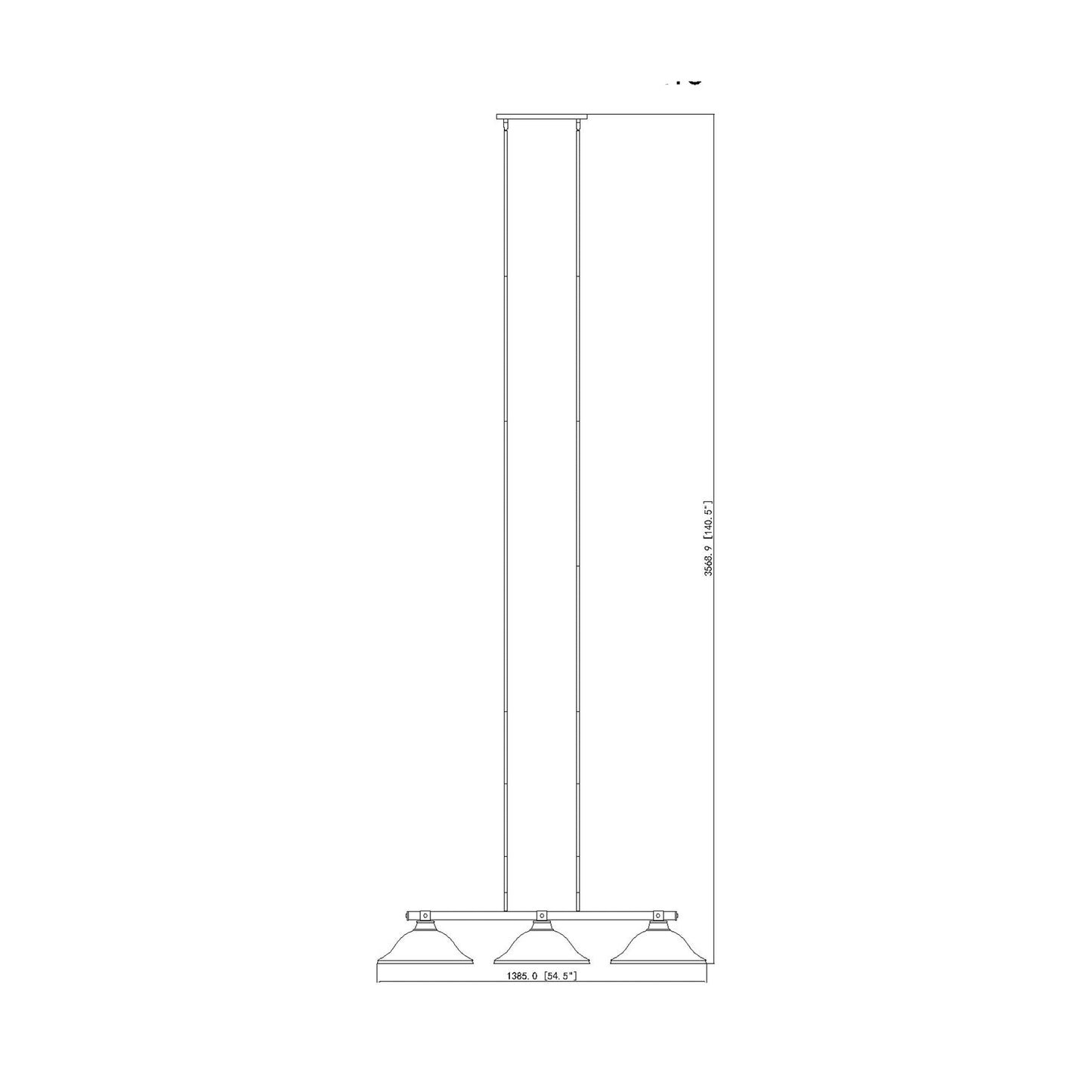 Bronte Billiard Pendant Light - line drawing.
