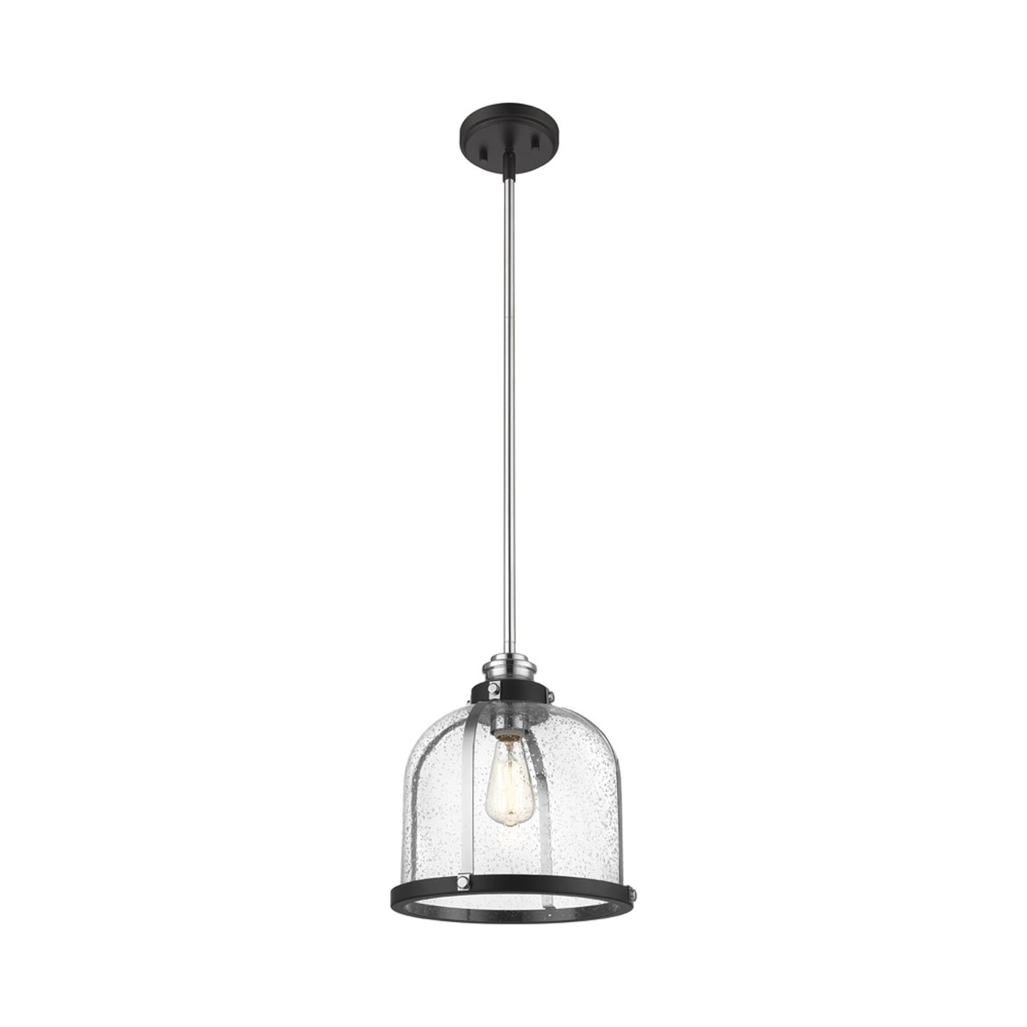 Burren Pendant Light in Matte Black/Chrome (12-Inch).