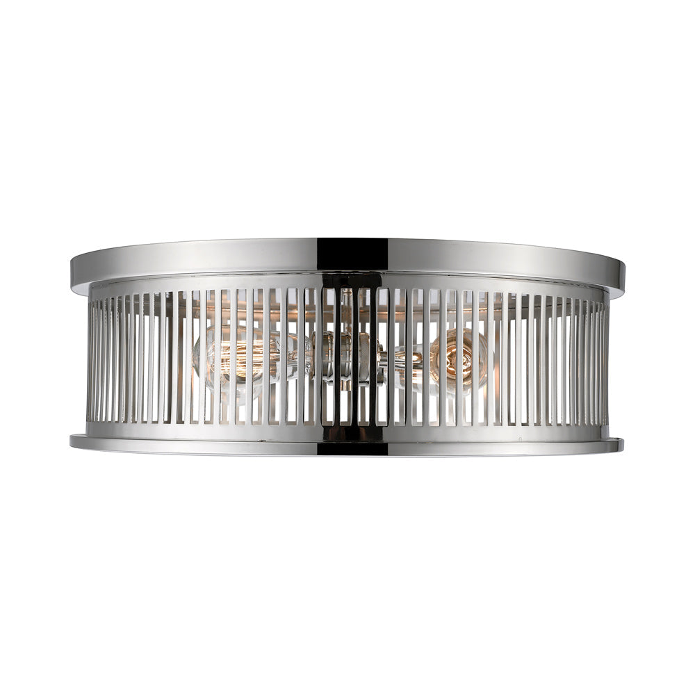Camellia Flush Mount Ceiling Light in Polished Nickel.
