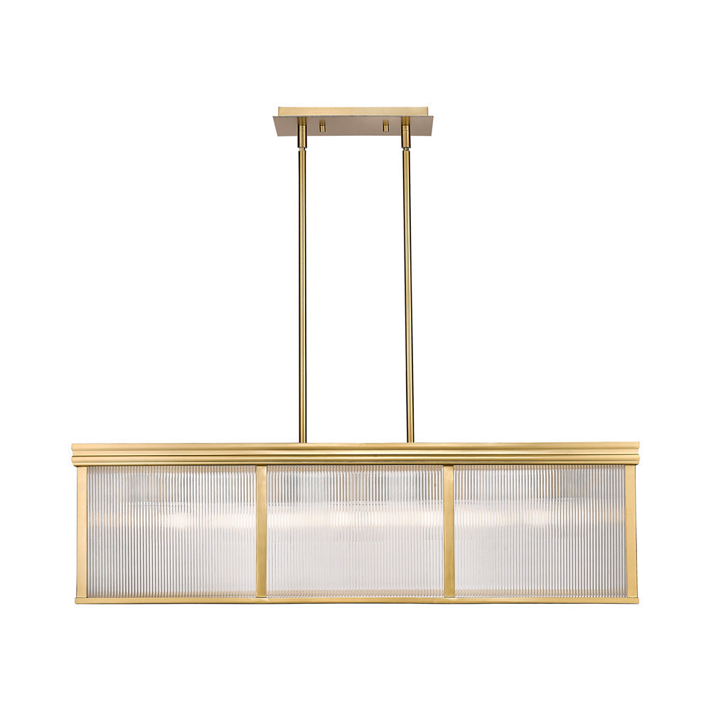 Carnaby Linear Chandelier in Modern Gold.