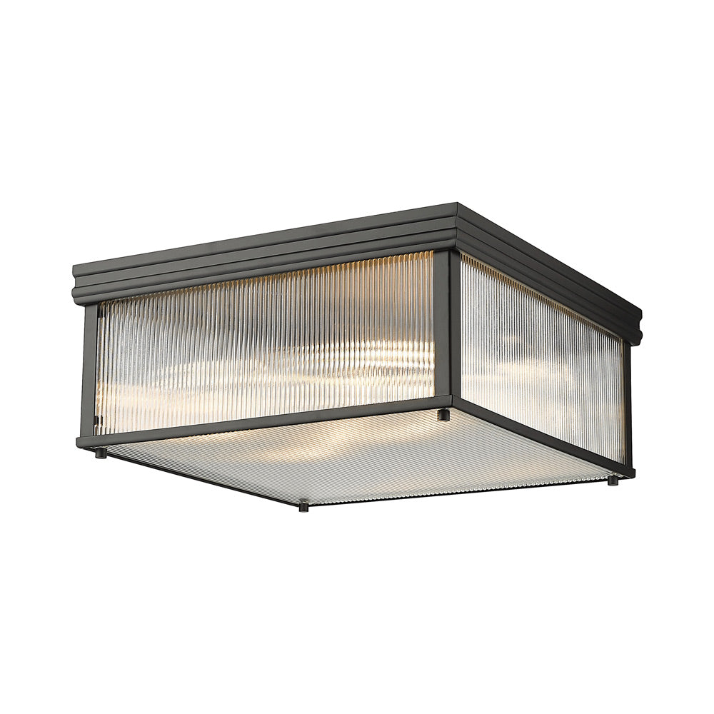 Carnaby Square Flush Mount Ceiling Light in Matte Black (18-Inch).