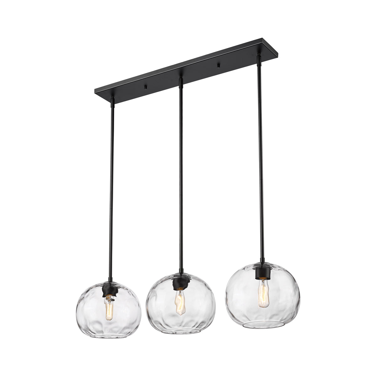 Chloe Linear Chandelier in Matte Black.
