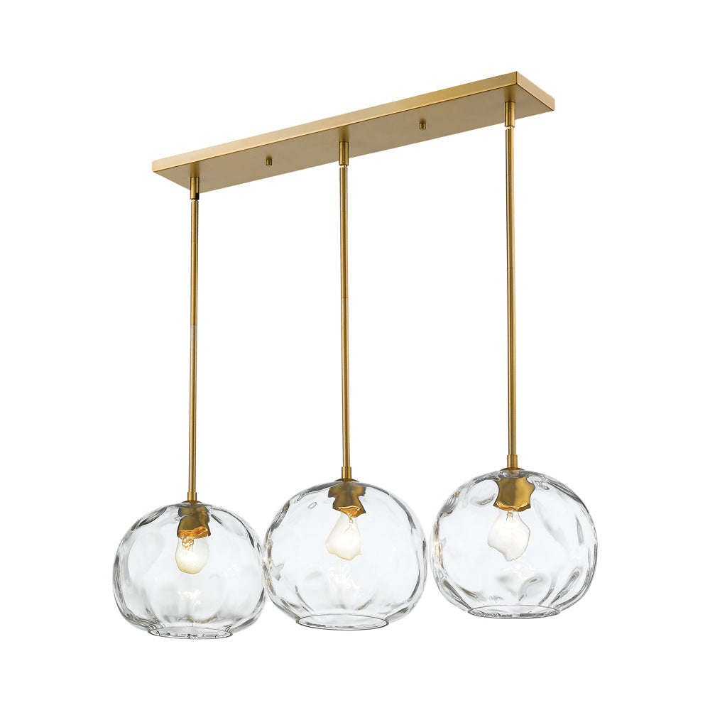 Chloe Linear Chandelier in Olde Brass.