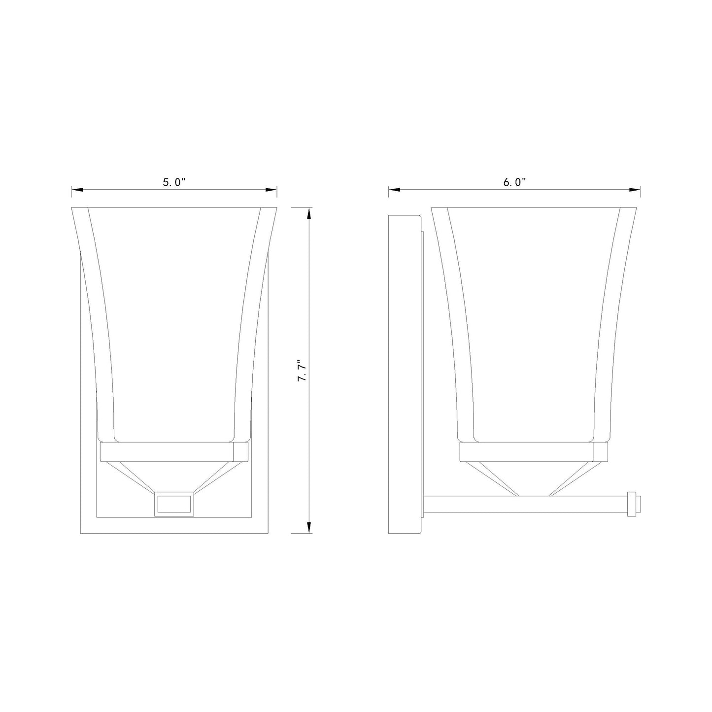Darcy Bath Wall Light - line drawing.