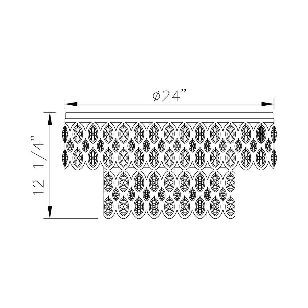 Dealey Crystal Flush Mount Ceiling Light - line drawing.