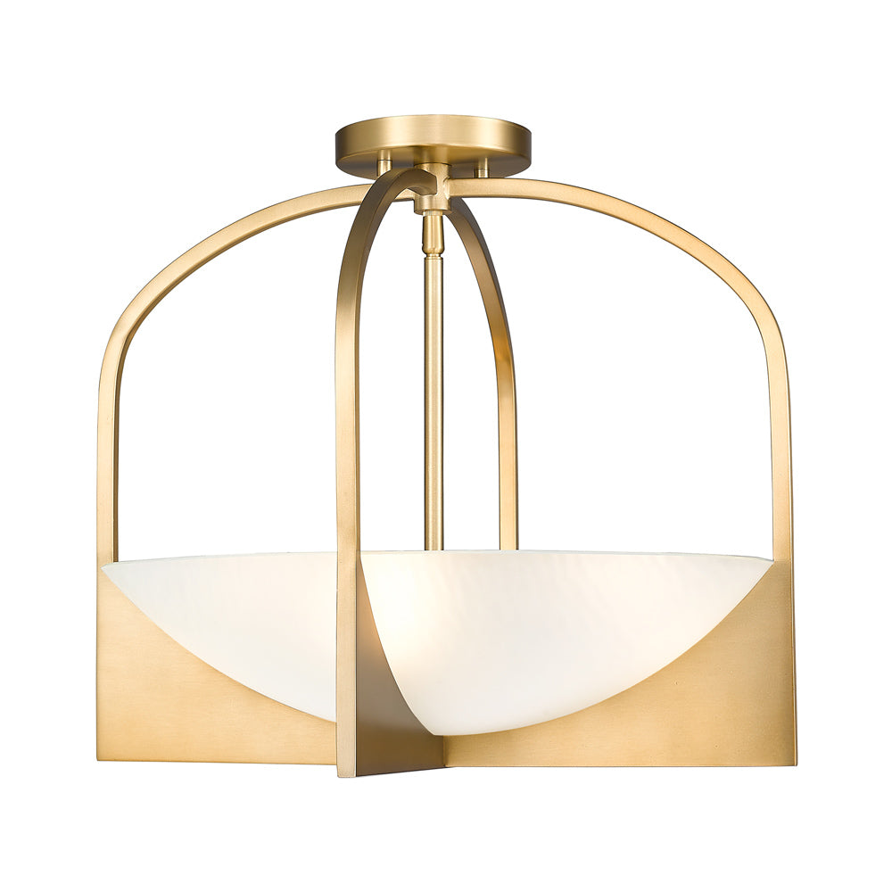 Devon Semi Flush Mount Ceiling Light in Modern Gold.