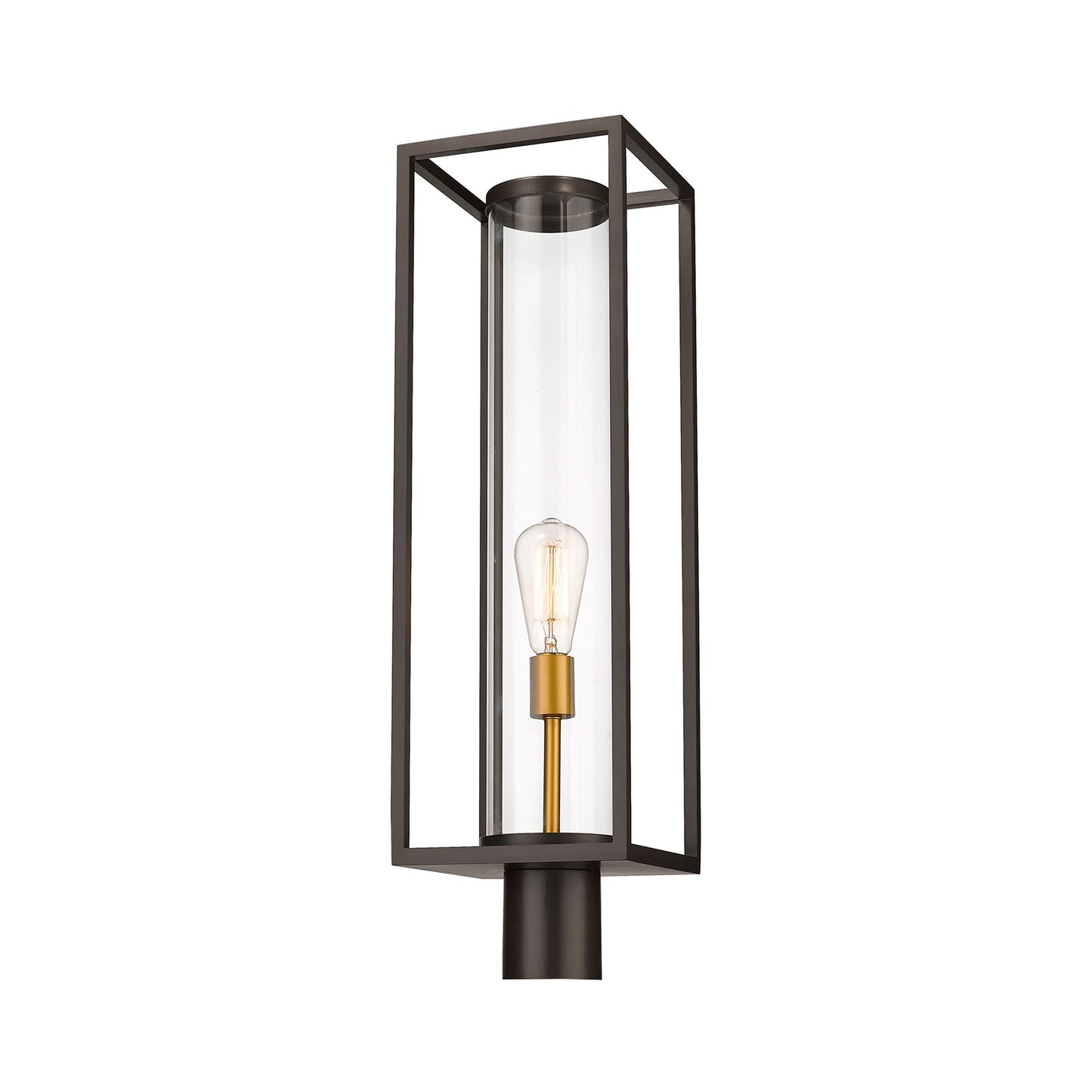Dunbroch Outdoor Post Light in Deep Bronze/Brass (27.63-Inch).