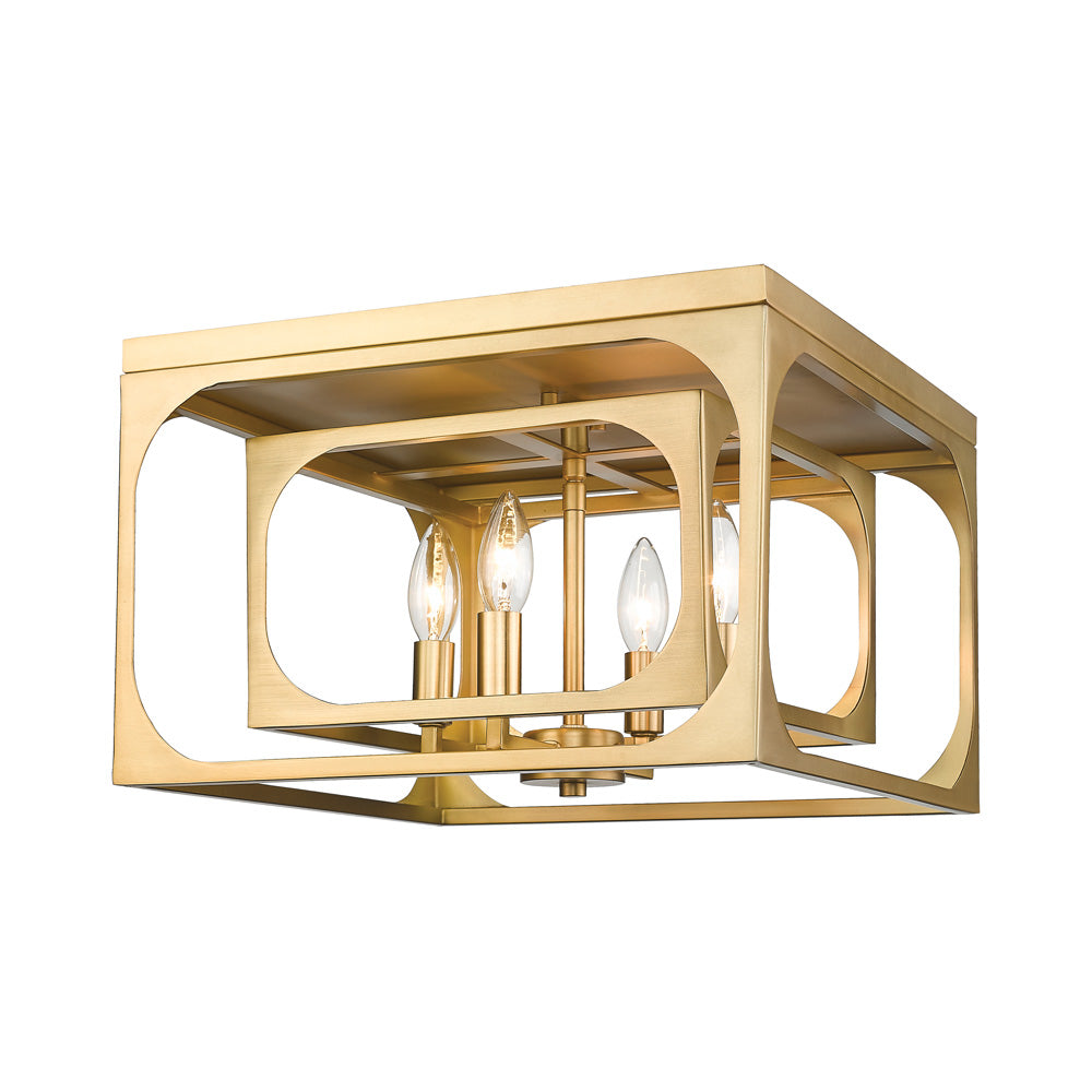 Easton Flush Mount Ceiling Light in Rubbed Brass.