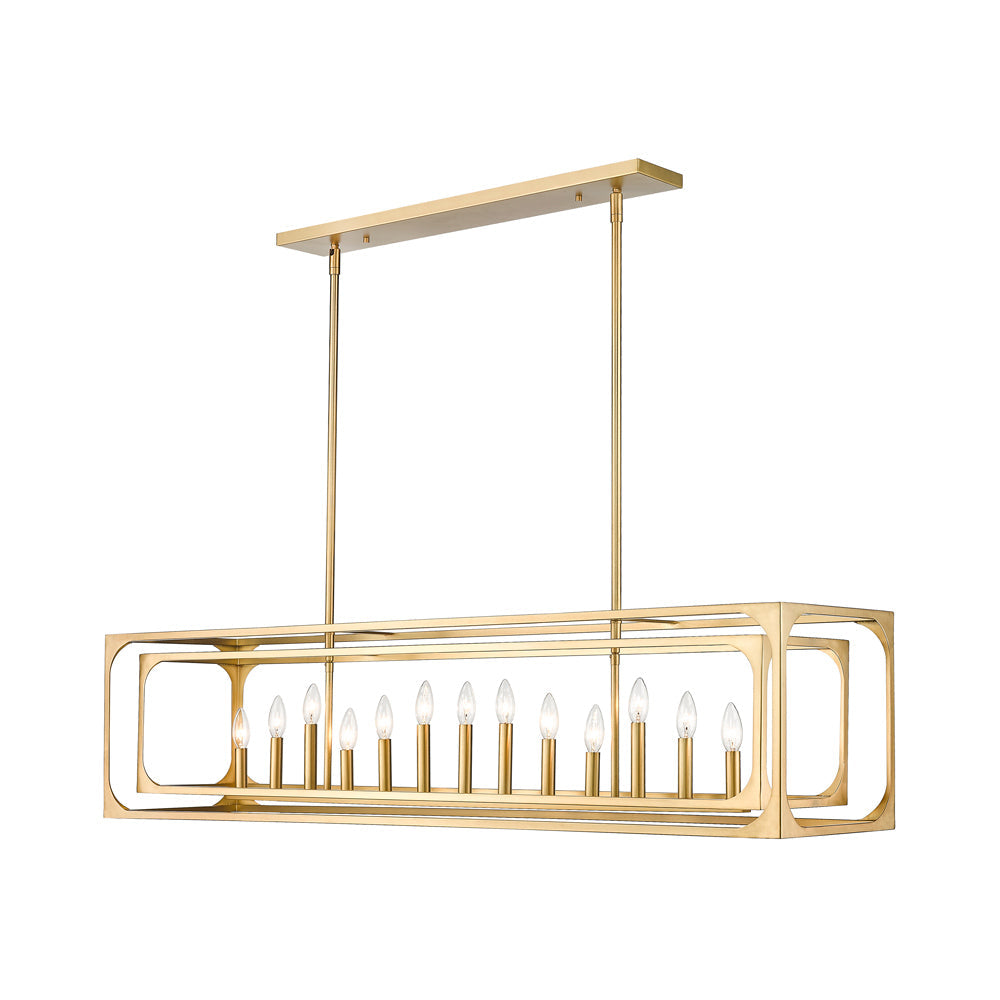Easton Linear Chandelier in Rubbed Brass (13-Light).