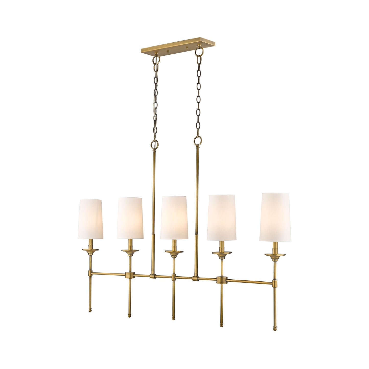 Emily Linear Chandelier in Rubbed Brass (5-Light).