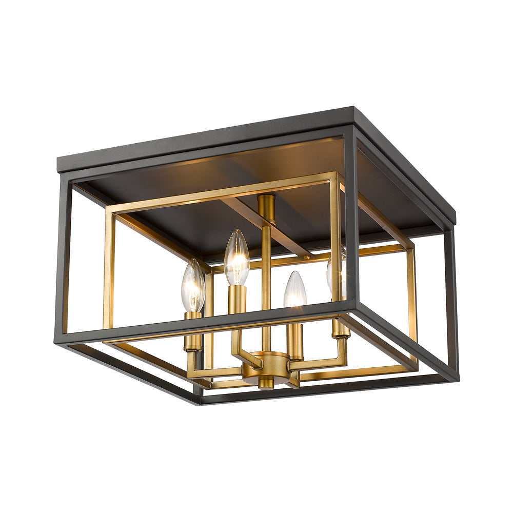 Euclid Flush Mount Ceiling Light in Olde Brass/Bronze.