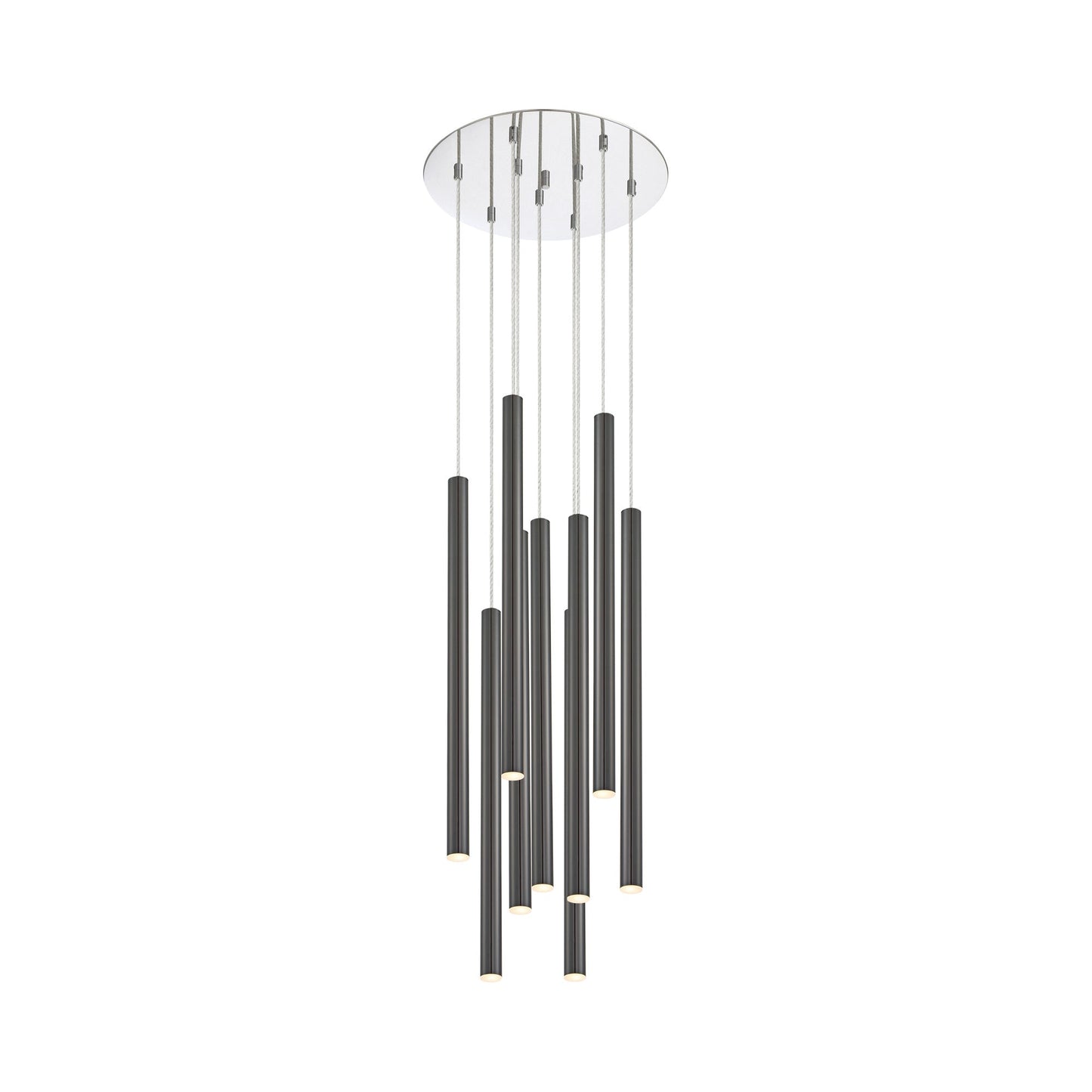 Forest Round LED Chandelier in Chrome/Pearl Black (9-Light/24-Inch).