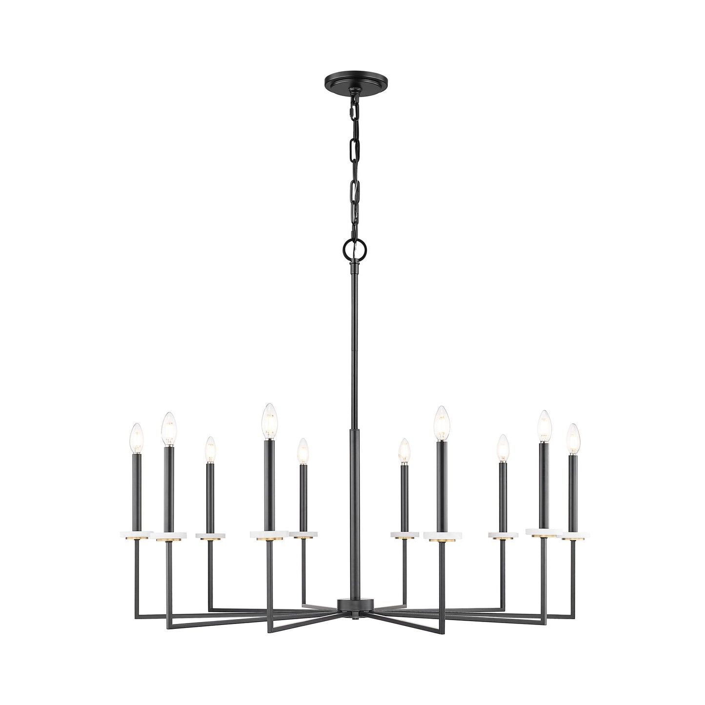 Gaultier Chandelier in Matte Black/Modern Gold (10-Light).