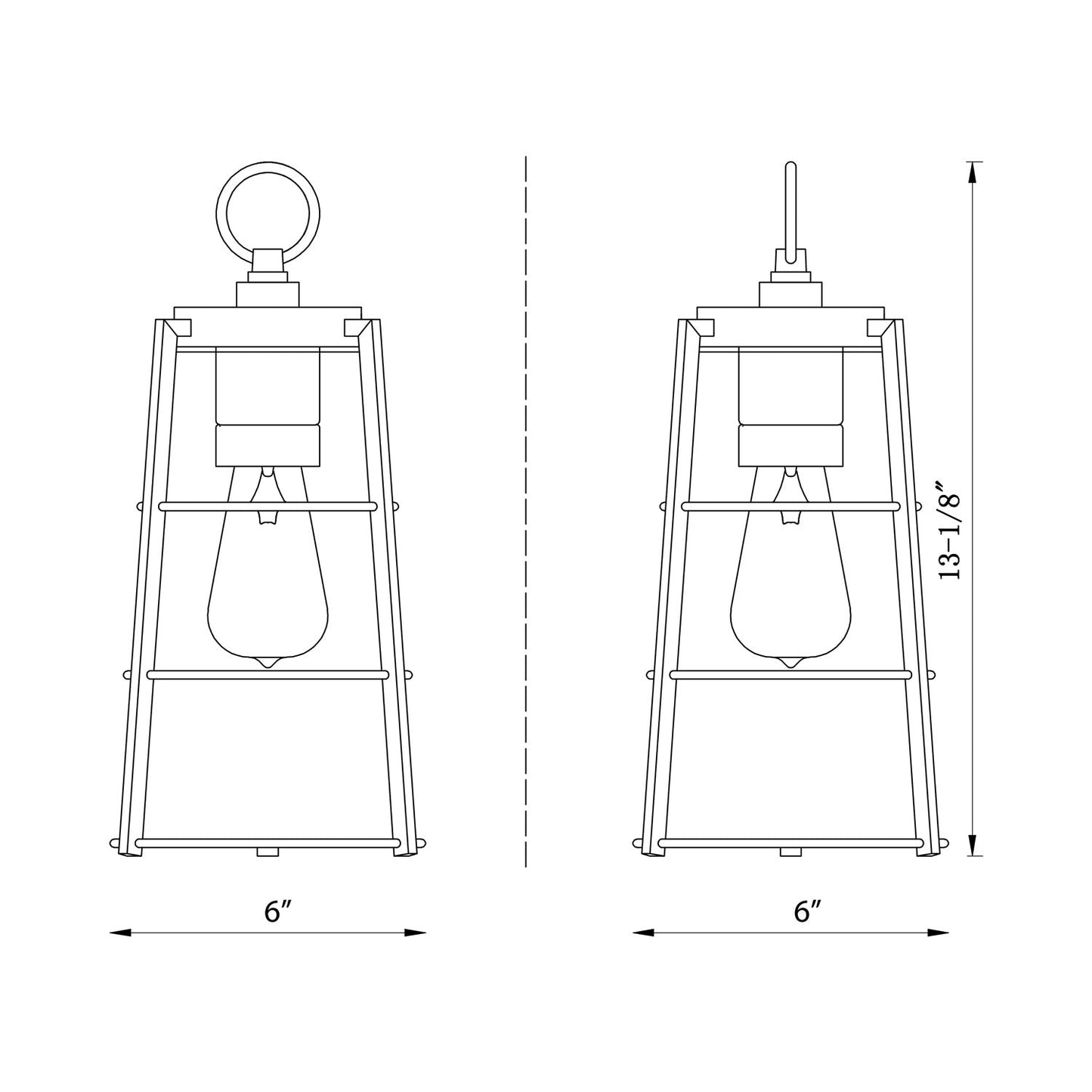 Helix Outdoor Pendant Light - line drawing.