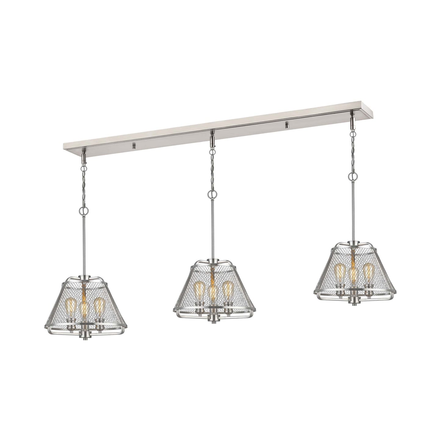 Iuka Linear Chandelier in Brushed Nickel.