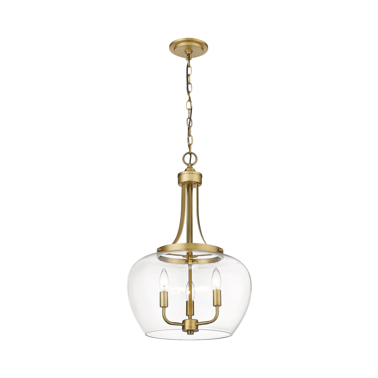Joliet Round Pendant Light in Olde Brass.