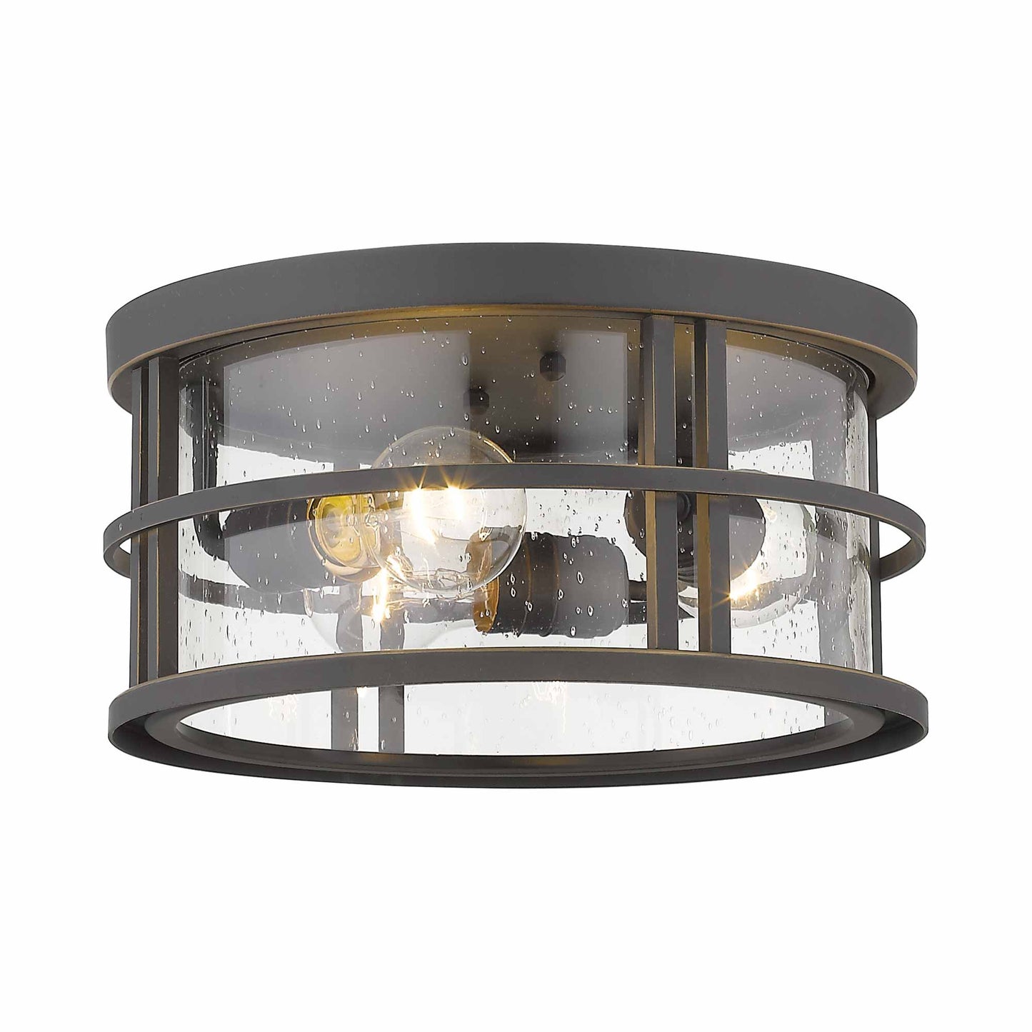Jordan Outdoor Flush Mount Ceiling Light in Oil Rubbed Bronze.