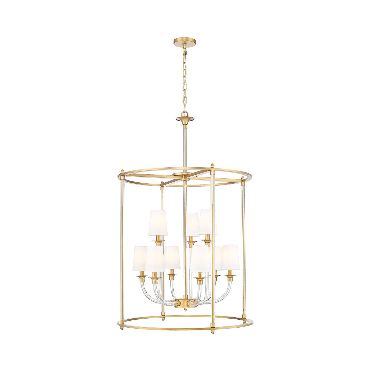 Katerina Cage Chandelier in Rubbed Brass (9-Light).