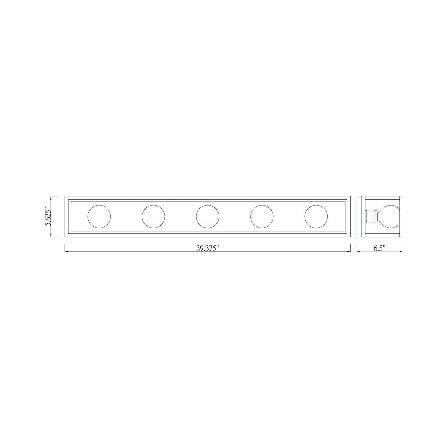 Kube Bath Vanity Light - line drawing.