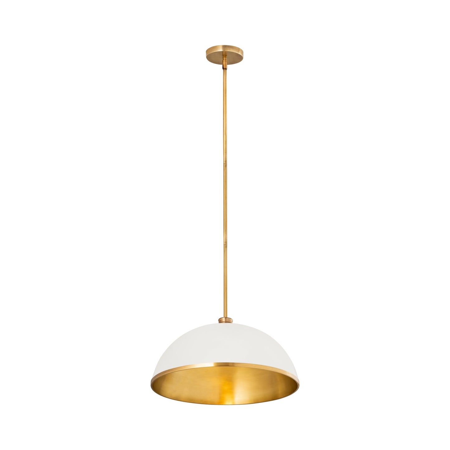Landry Pendant Light in Matte White/Rubbed Brass (20-Inch).
