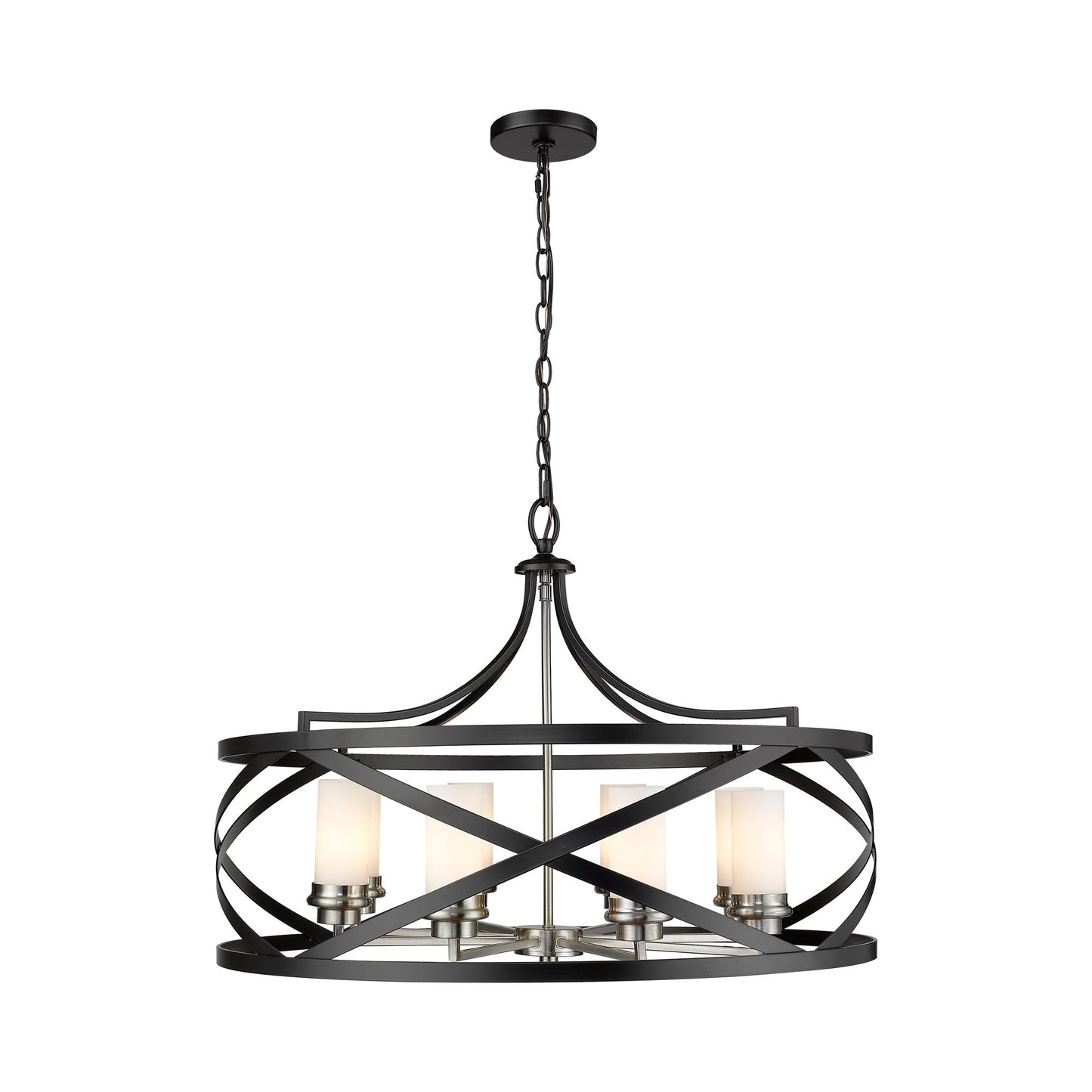 Malcalester Chandelier in Matte Black/Brushed Nickel (8-Light).