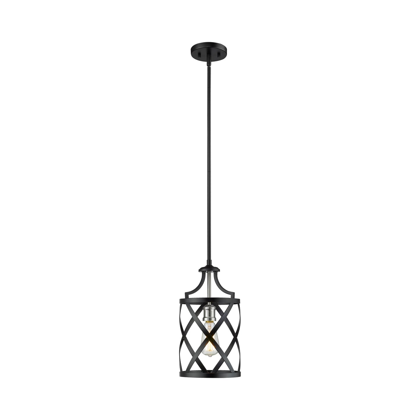 Malcalester Pendant Light in Matte Black/Brushed Nickel (1-Light).