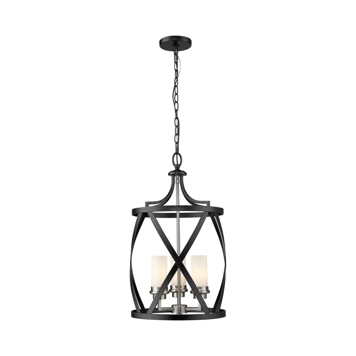 Malcalester Pendant Light in Matte Black/Brushed Nickel (3-Light).