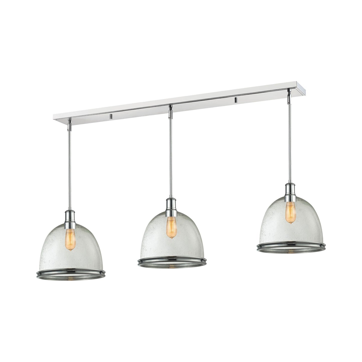 Mason Linear Chandelier in Chrome/Clear Seedy (14-Inch).
