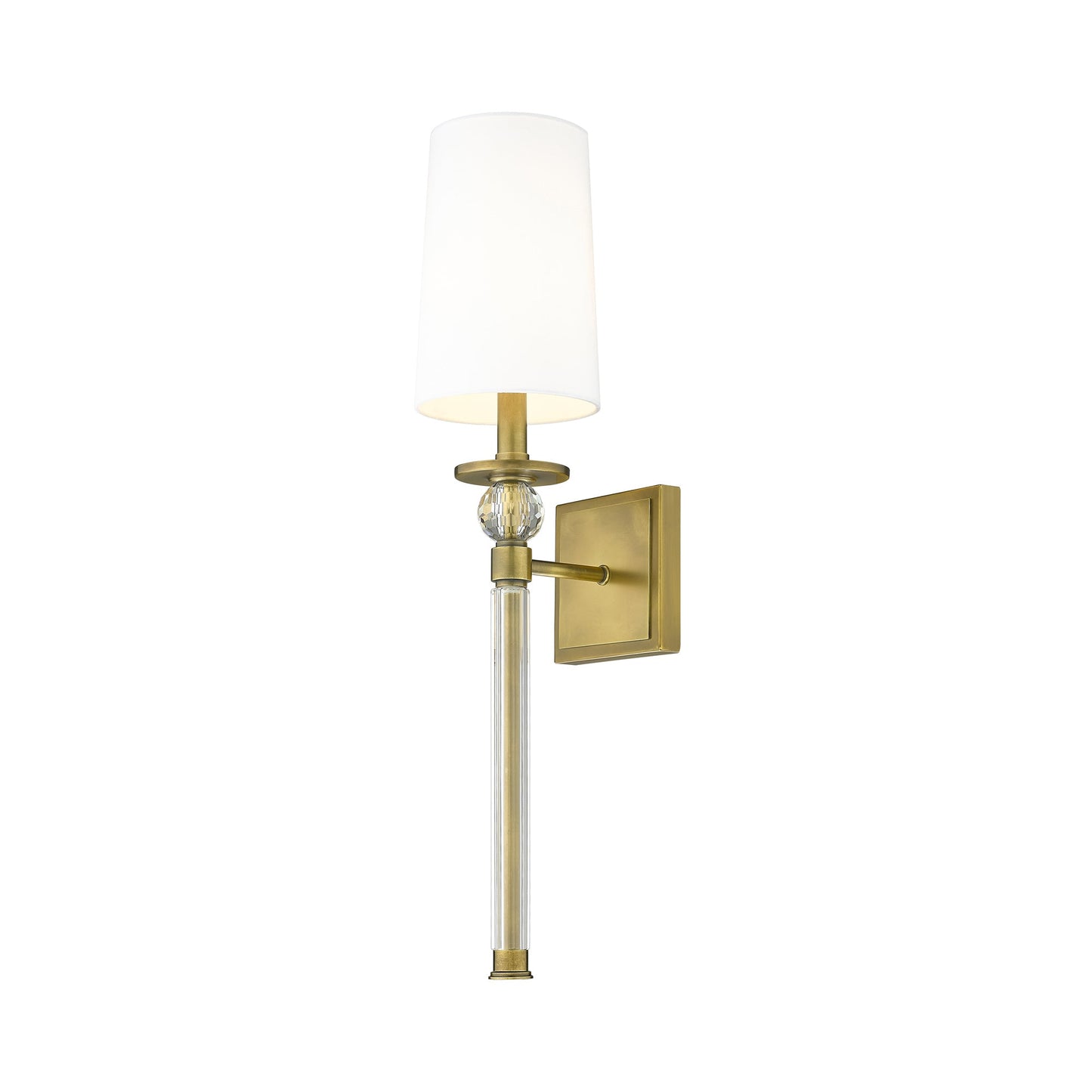 Mia Wall Light in Rubbed Brass/White.
