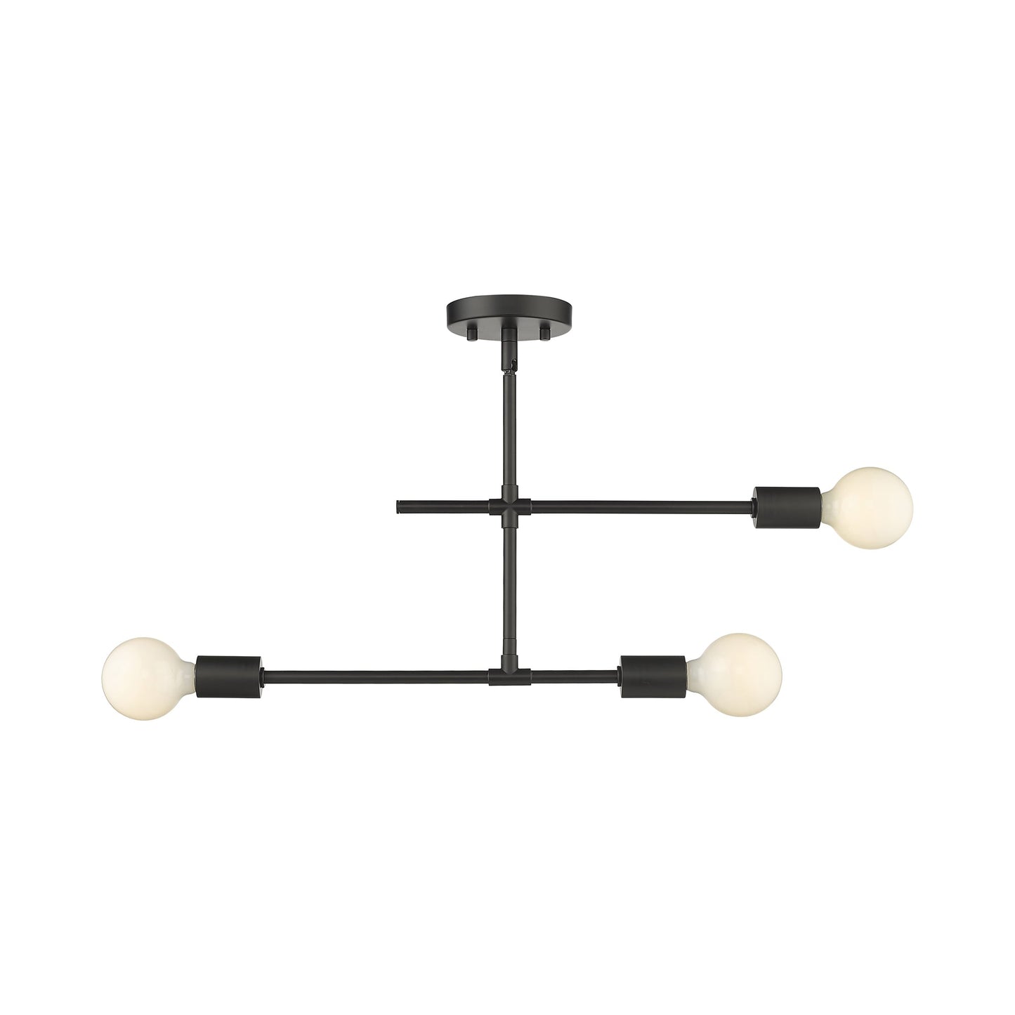 Modernist Semi Flush Mount Ceiling Light in Matte Black.