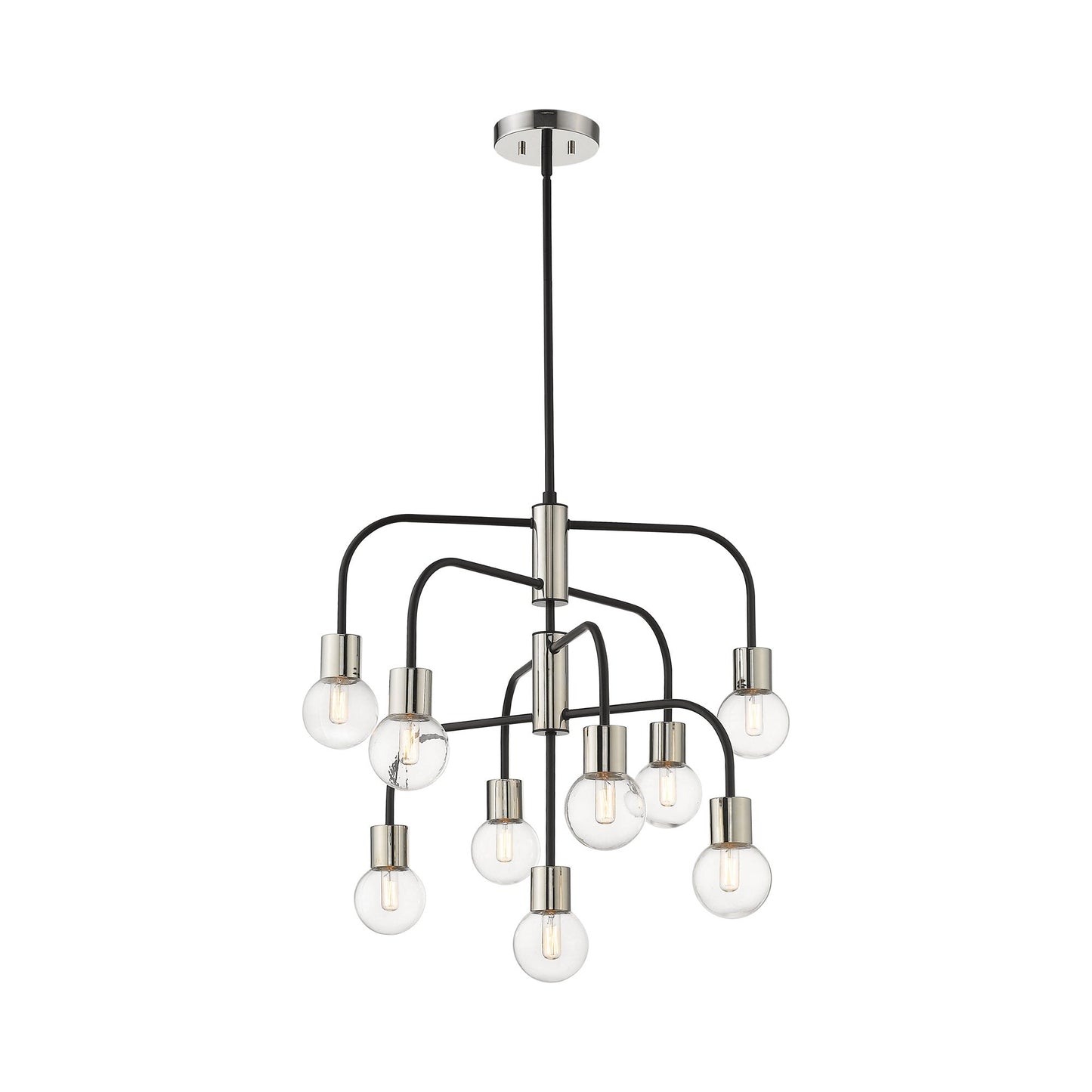 Neutra Chandelier in Matte Black/Polished Nickel (9-Light).