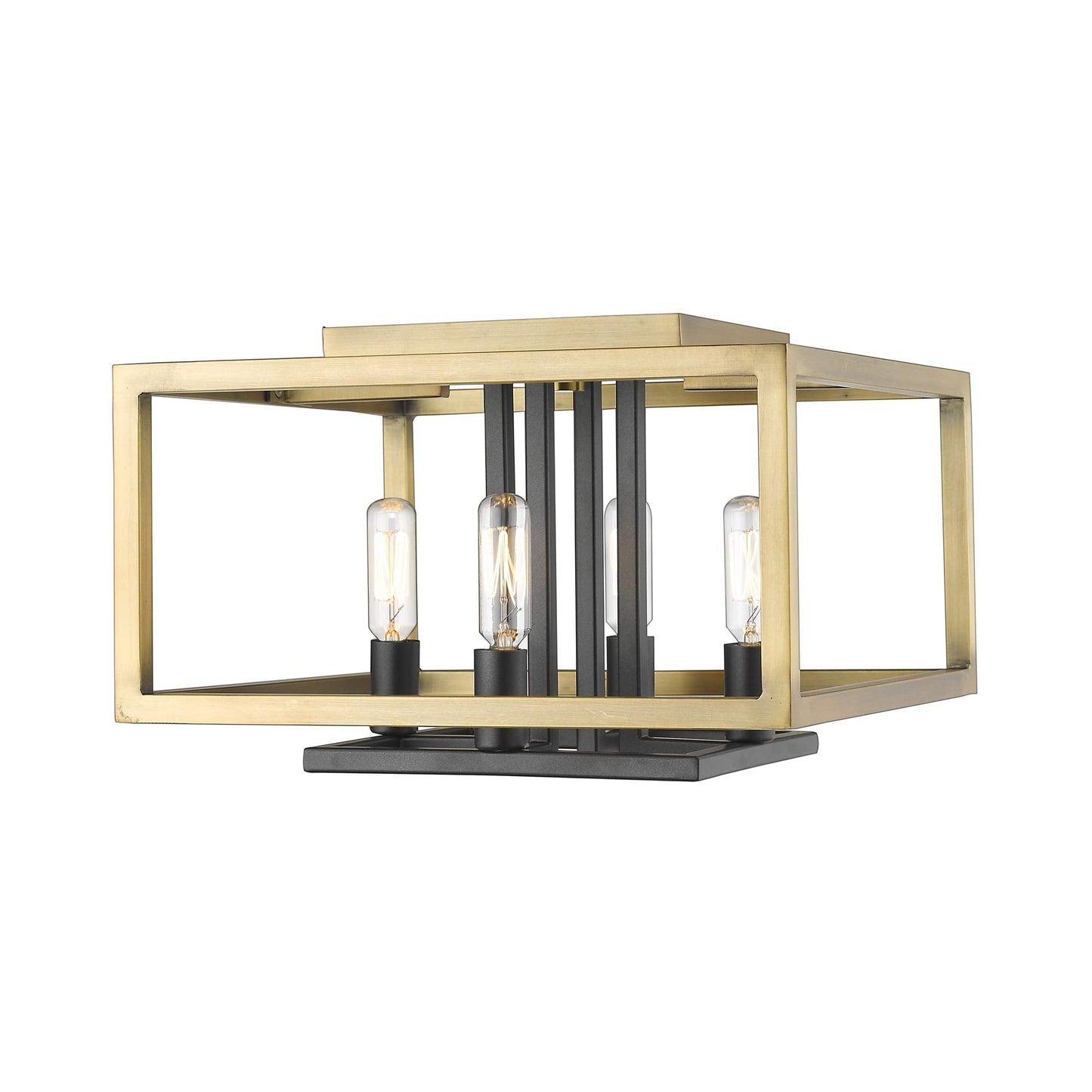 Quadra Flush Mount Ceiling Light in Olde Brass/Bronze.