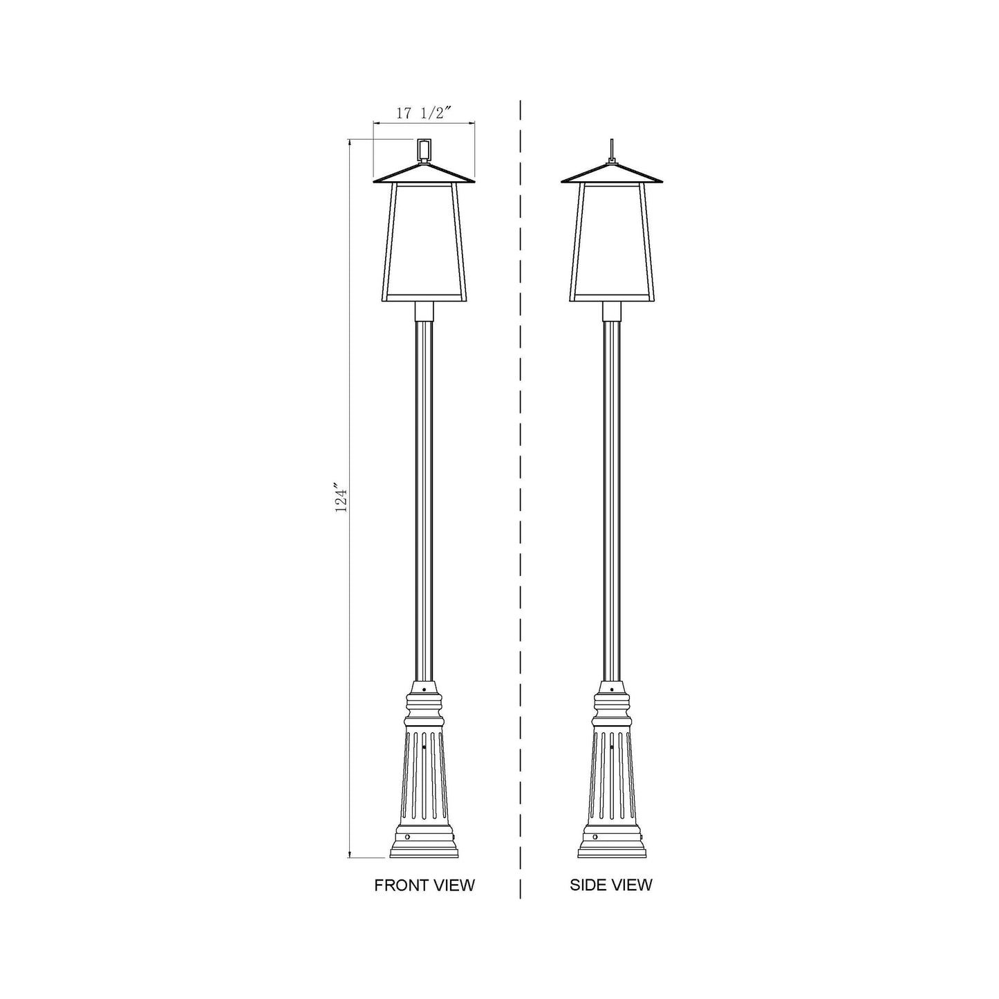 Rainer Outdoor Clear Glass Post Light - line drawing.