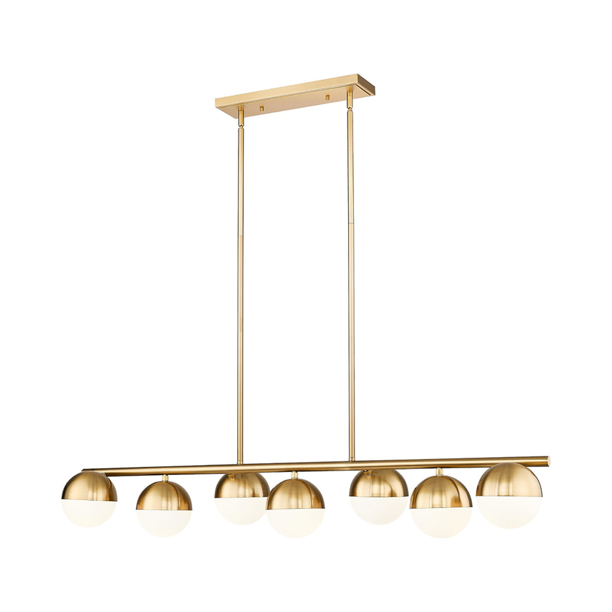 Realm Sphere Linear Chandelier in Modern Gold (7-Light).