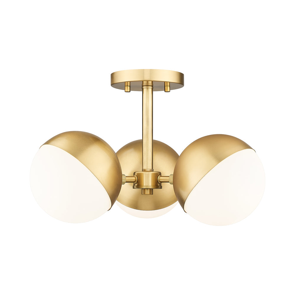 Realm Sphere Semi Flush Mount Ceiling Light in Modern Gold.