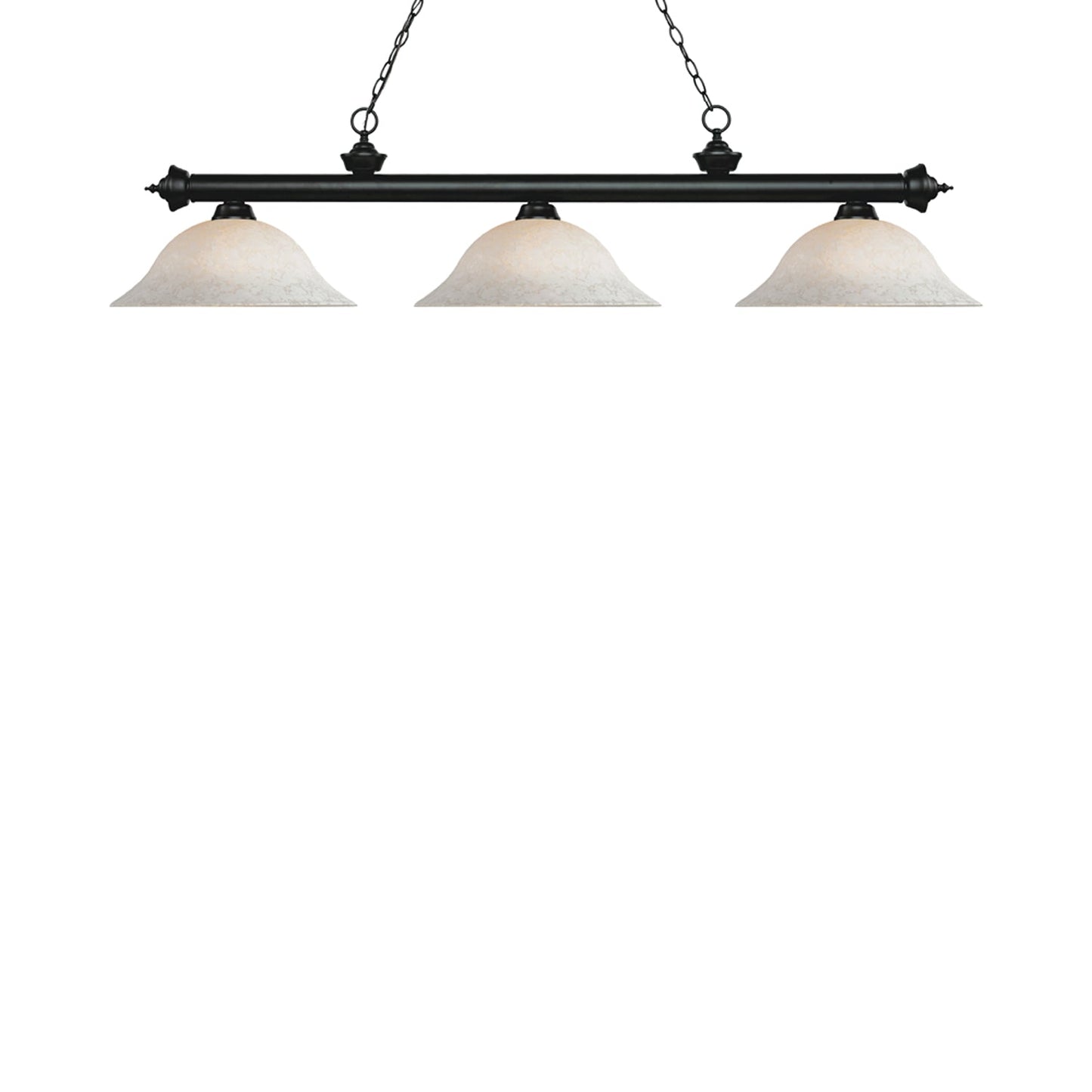 Riviera Bowl Billiard Pendant Light in Matte Black/White Mottle.
