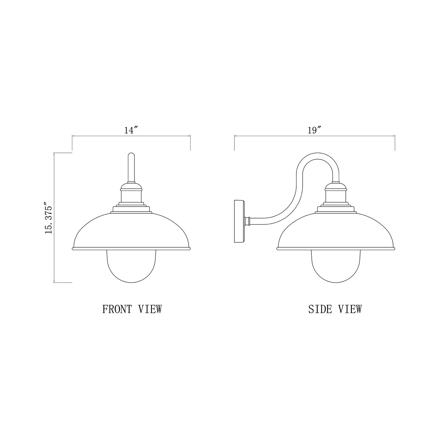 RLM 5026 Outdoor Wall Light - line drawing.
