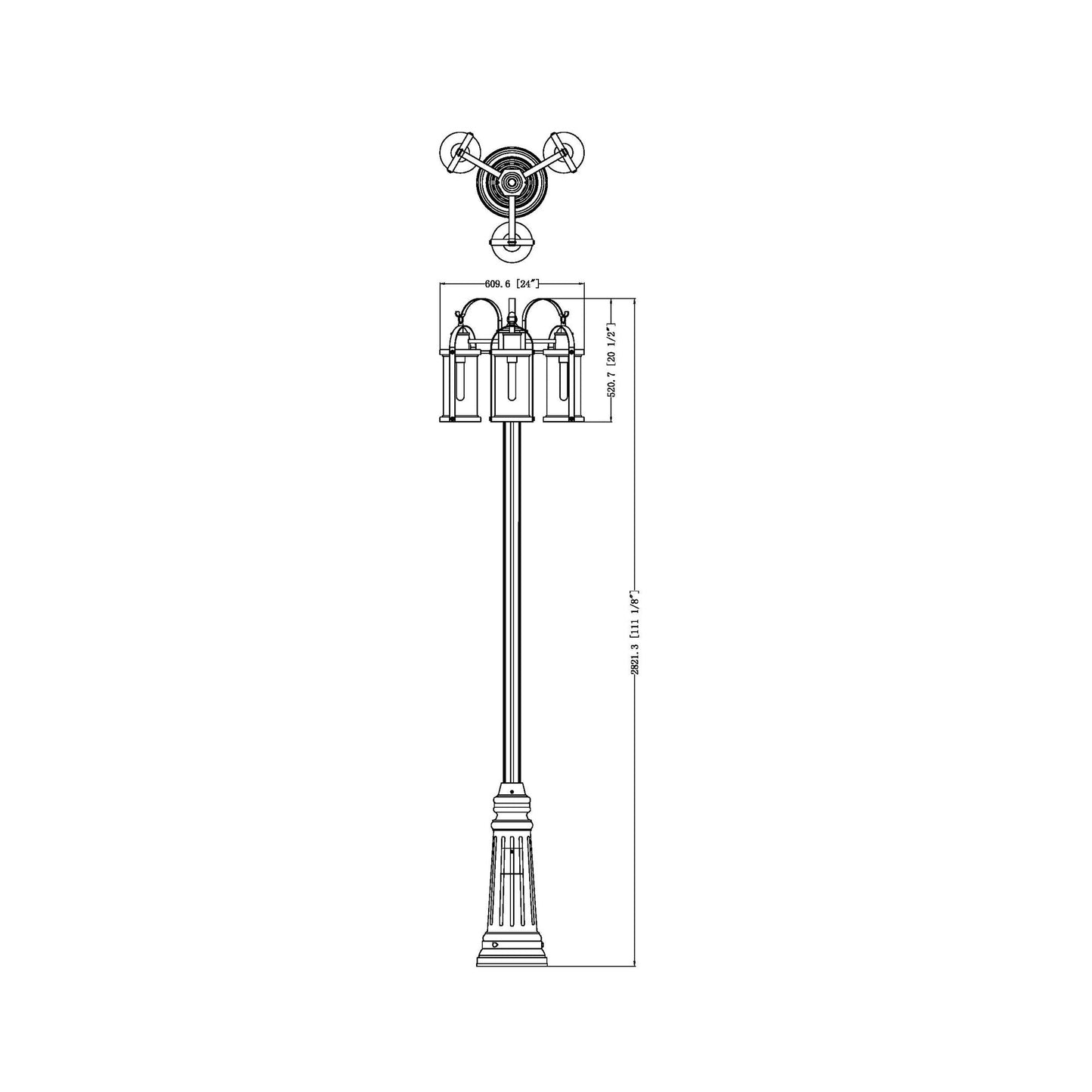 Roundhouse 511P Outdoor Post Light - line drawing.
