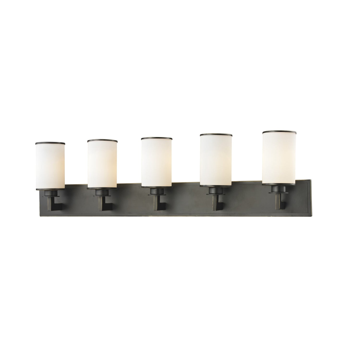 Savannah Bath Vanity Light in Olde Bronze (5-Light/Matte Opal).