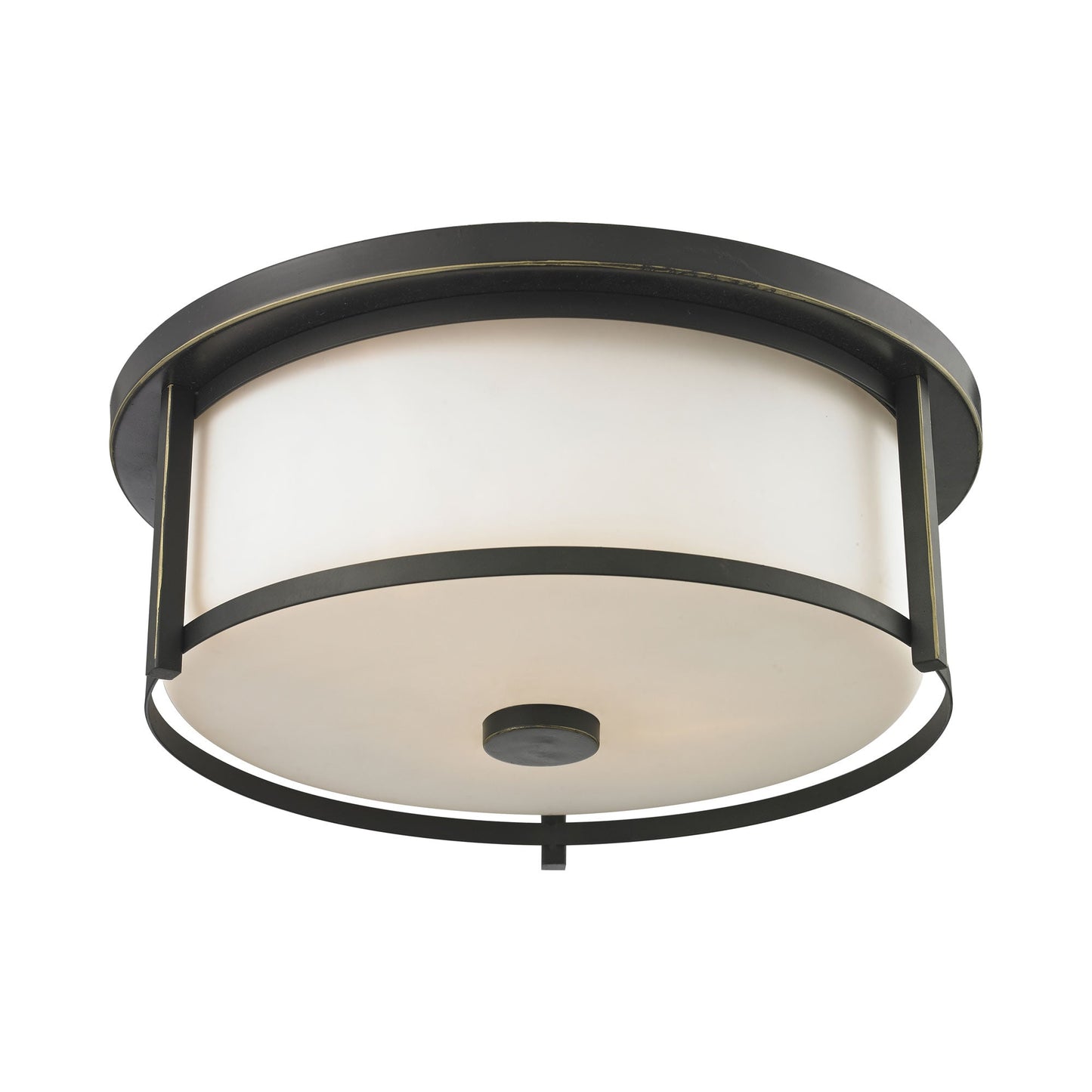 Savannah Flush Mount Ceiling Light in Olde Bronze/Matte Opal (15.75-Inch).