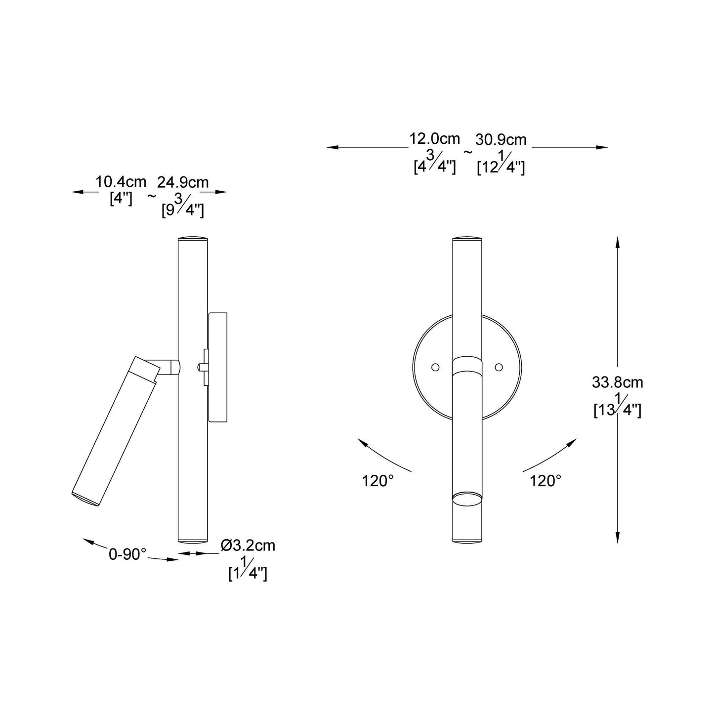 Saxon LED Wall Light - line drawing.