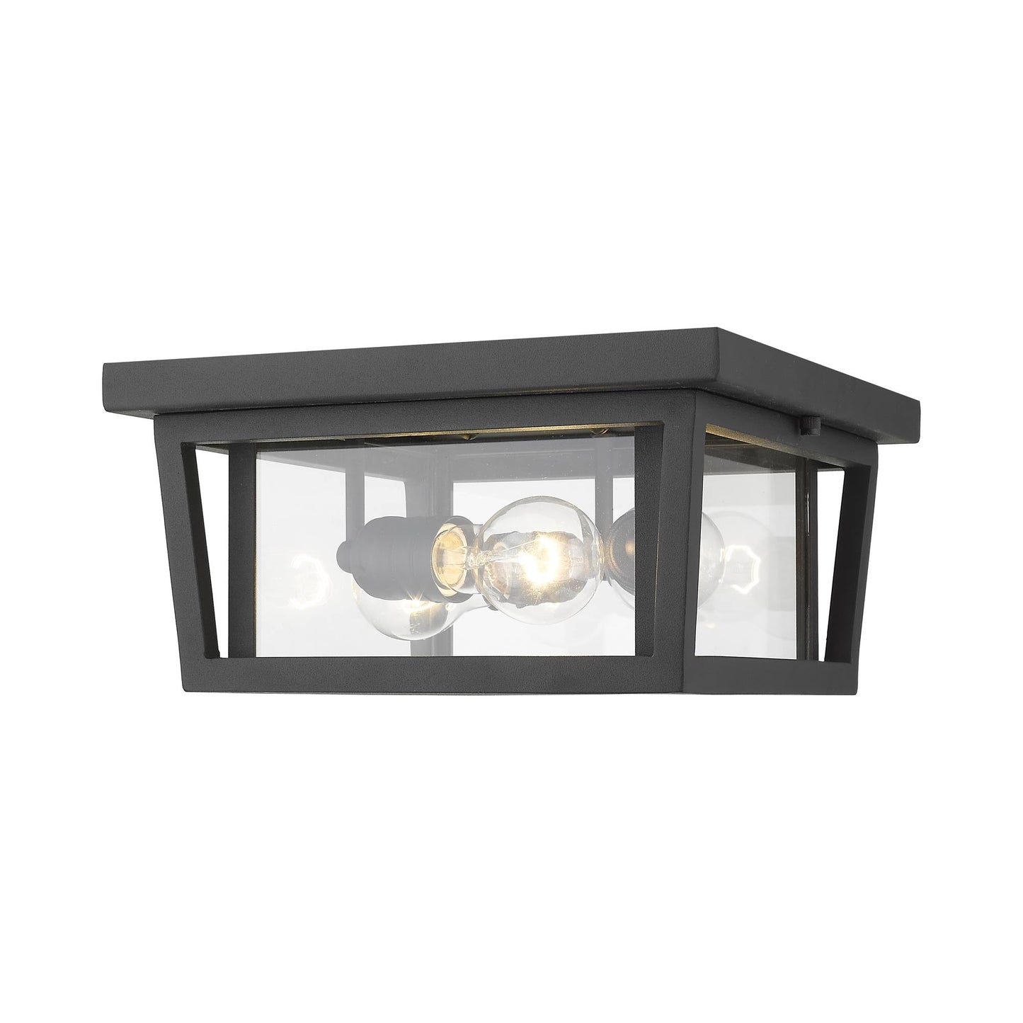 Seoul Outdoor Flush Mount Ceiling Light in Black.