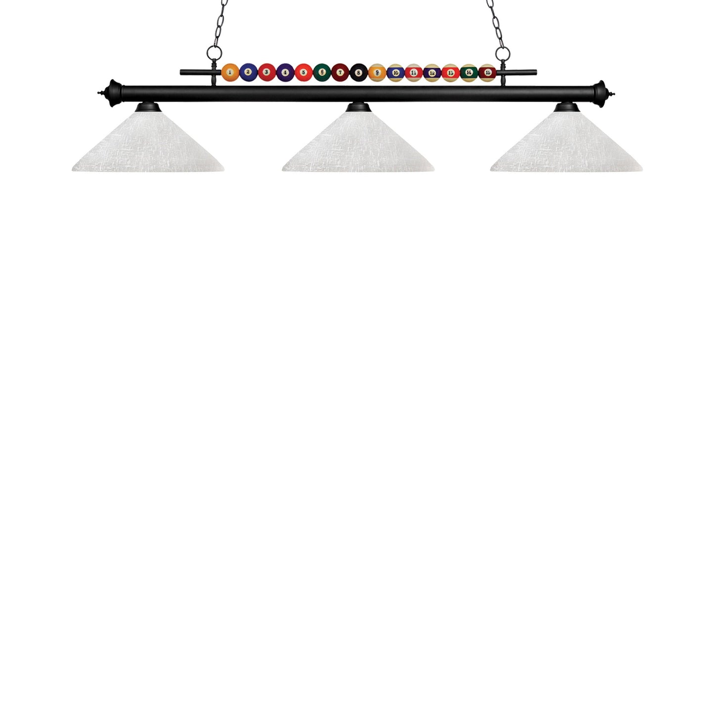 Shark Cone Billiard Pendant Light in Matte Black/White Linen.