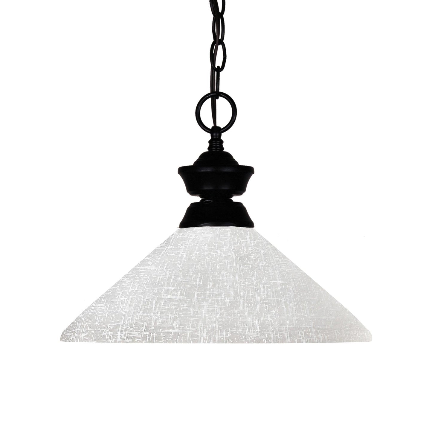 Shark Cone Pendant Light in Matte Black/White Linen.