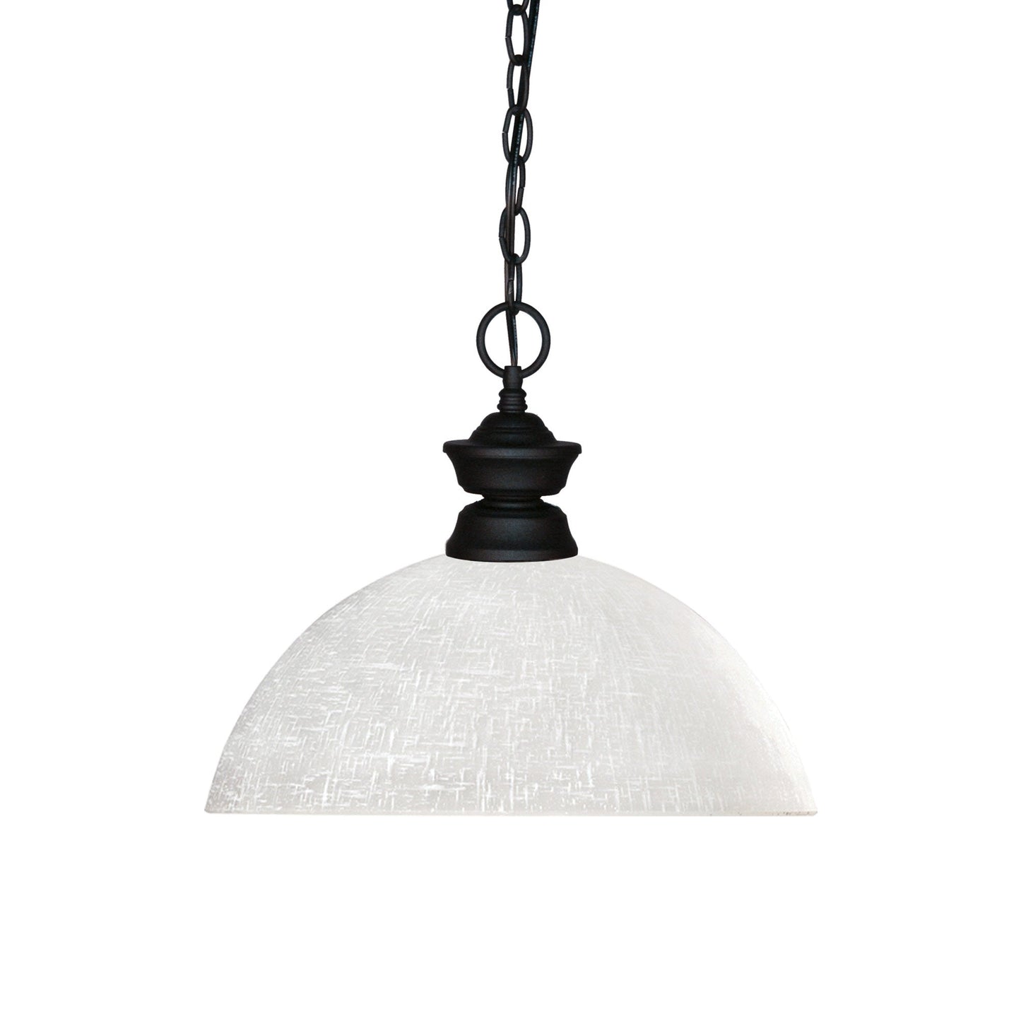 Shark Dome Pendant Light in Matte Black/White Linen.