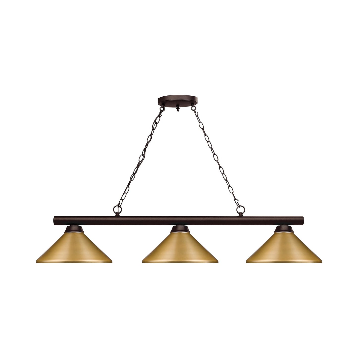 Shooter Cone Billiard Pendant Light in Satin Gold.