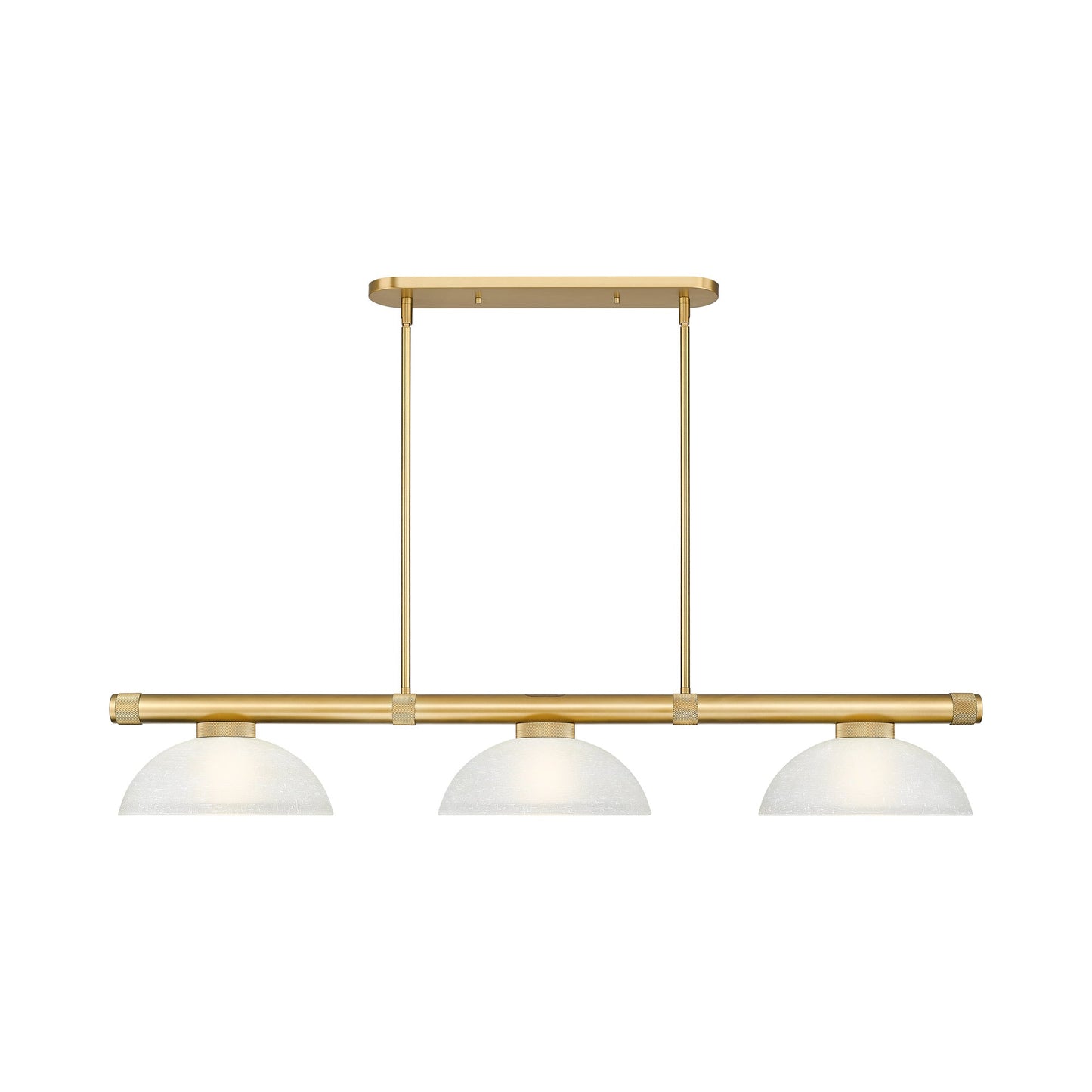 Vanguard Dome Billiard Pendant Light in Rubbed Brass (White Linen).