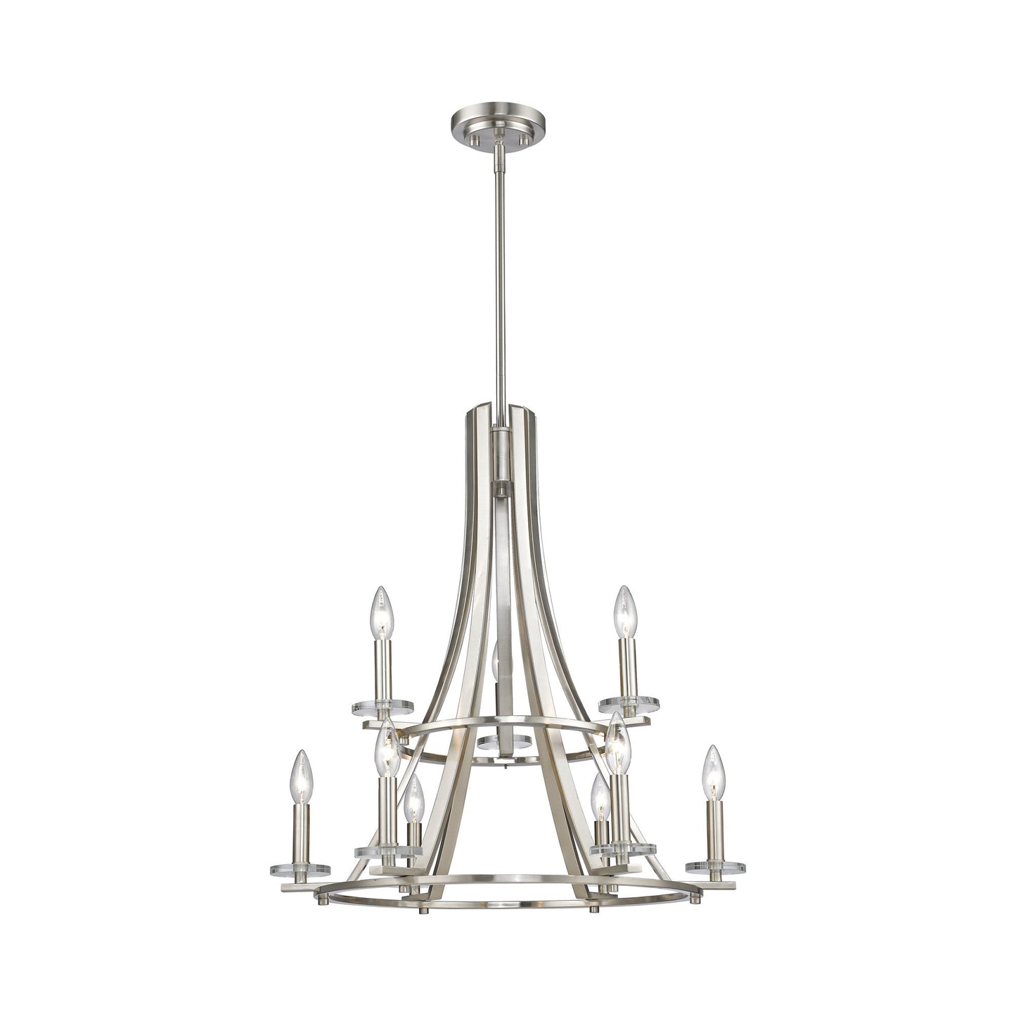 Verona Chandelier in Brushed Nickel.